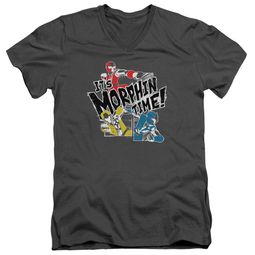 Power Rangers Ninja Steel Slim Fit V-Neck Shirt It's Morphin Time Charcoal T-Shirt Power Rangers Ninja Steel Slim Fit V-Neck Shirt It's Morphin Time Charcoal T-Shirt
