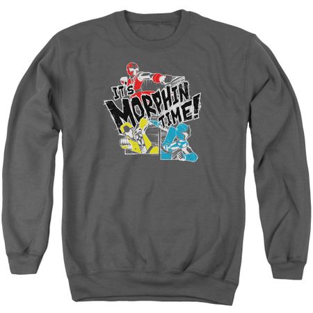 Power Rangers Ninja Steel Sweatshirt It's Morphin Time Adult Charcoal Sweat Shirt