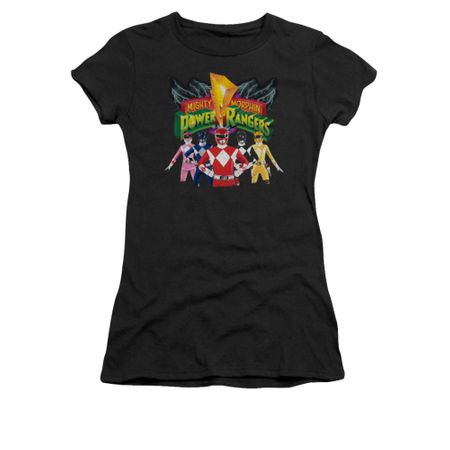 Power Rangers Shirt Juniors Characters Black T-Shirt