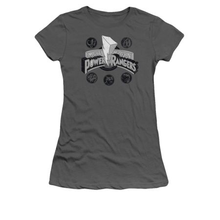 Power Rangers Shirt Juniors Power Coins Charcoal T-Shirt