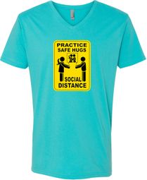 Practice Safe Hugs Social Distance Adult V-Neck T-Shirt