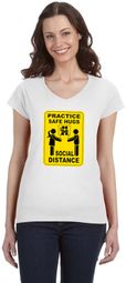 Practice Safe Hugs Social Distance Ladies Fit V-Neck T-Shirt