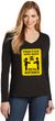 Practice Safe Hugs Social Distance Ladies Long Sleeve V-Neck T-Shirt