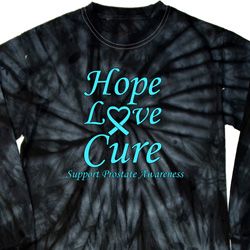 Prostate Cancer Hope Love Cure Long Sleeve Tie Dye Shirt