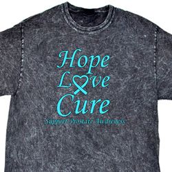 Prostate Cancer Hope Love Cure Mineral Tie Dye T-shirt