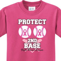 Protect 2nd Base Kids Breast Cancer Awareness Shirts