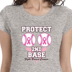 Protect 2nd Base Ladies Breast Cancer Awareness Shirts