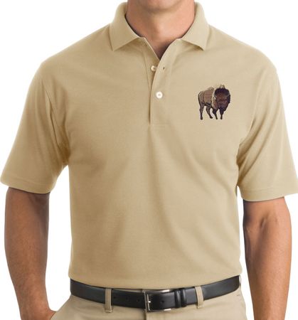 Proud Buffalo Mens Rugged Polo Shirt - Stone Color