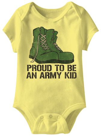 Proud To Be An Army Kid Funny Baby Romper Yellow Infant Babies Creeper