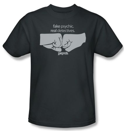 Psych Shirt Fist Bump Adult Charcoal Tee T-Shirt