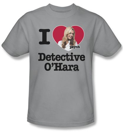 Psych Shirt I Heart O'hara Adult Silver Tee T-Shirt