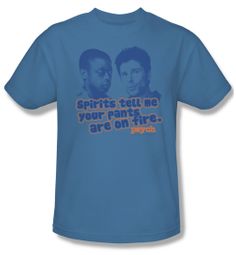 Psych Shirt Pants On Fire Adult Carolina Blue Tee T-Shirt