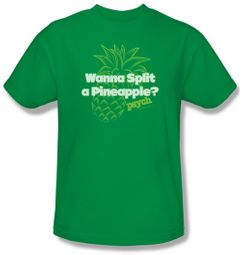 Psych Shirt Pineapple Split Adult Kelly Green Tee T-Shirt
