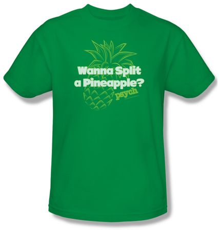 Psych Shirt Pineapple Split Adult Kelly Green Tee T-Shirt