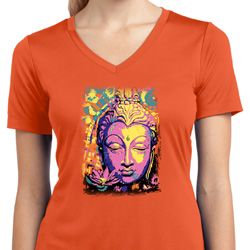 Psychedelic Buddha Ladies Moisture Wicking V-neck Shirt Psychedelic Buddha Ladies Moisture Wicking V-neck Shirt