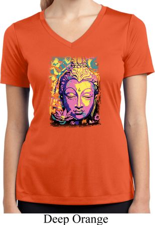 Psychedelic Buddha Ladies Moisture Wicking V-neck Shirt