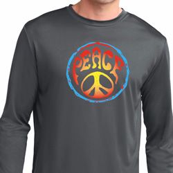 Psychedelic Peace Mens Dry Wicking Long Sleeve Shirt Psychedelic Peace Mens Dry Wicking Long Sleeve Shirt