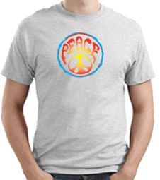 PSYCHEDELIC PEACE Sign Symbol Adult T-shirt - Ash (light gray)
