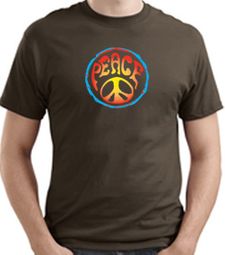 PSYCHEDELIC PEACE Sign Symbol Adult T-shirt - Brown