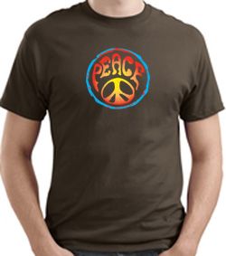 PSYCHEDELIC PEACE Sign Symbol Adult T-shirt - Brown