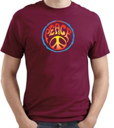 PSYCHEDELIC PEACE Sign Symbol Adult T-shirt - Cardinal Red