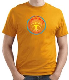 PSYCHEDELIC PEACE Sign Symbol Adult T-shirt - Gold