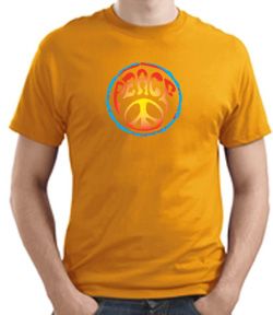 PSYCHEDELIC PEACE Sign Symbol Adult T-shirt - Gold
