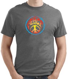 PSYCHEDELIC PEACE Sign Symbol Adult T-shirt - Heather Grey