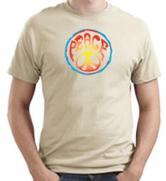 PSYCHEDELIC PEACE Sign Symbol Adult T-shirt - Natural (off white)