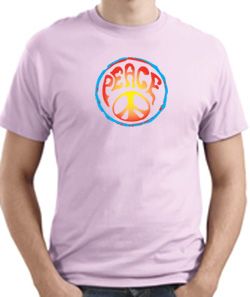 PSYCHEDELIC PEACE Sign Symbol Adult T-shirt - Pale Pink
