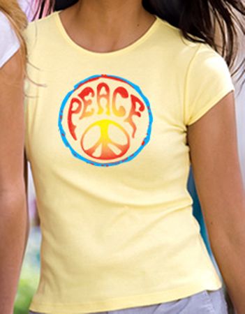 PSYCHEDELIC PEACE Symbol Sign Juniors Size Fitted T-shirt Tee