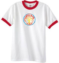 Psychedelic Peace World Peace Sign Symbol Adult Ringer T-shirts Psychedelic Peace World Peace Sign Symbol Adult Ringer T-shirts