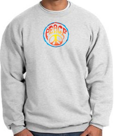 PSYCHEDELIC PEACE World Peace Sign Symbol Adult Sweatshirt - Ash