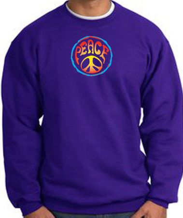 PSYCHEDELIC PEACE World Peace Sign Symbol Adult Sweatshirt - Purple