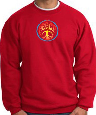 PSYCHEDELIC PEACE World Peace Sign Symbol Adult Sweatshirt - Red