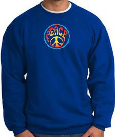 PSYCHEDELIC PEACE World Peace Sign Symbol Adult Sweatshirt - Royal