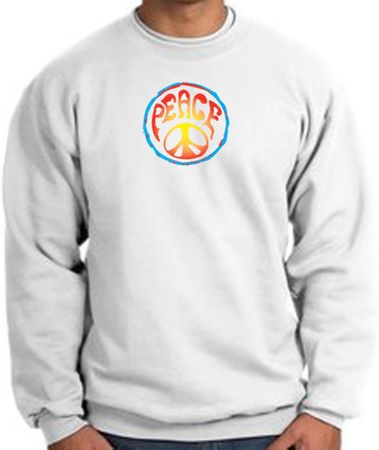 PSYCHEDELIC PEACE World Peace Sign Symbol Adult Sweatshirt - White