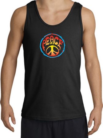 PSYCHEDELIC PEACE World Peace Sign Symbol Adult Tanktop - Black