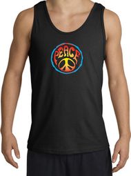 PSYCHEDELIC PEACE World Peace Sign Symbol Adult Tanktop - Black