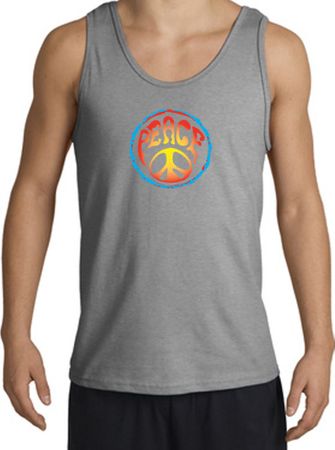 PSYCHEDELIC PEACE World Peace Sign Symbol Adult Tanktop - Sports Grey