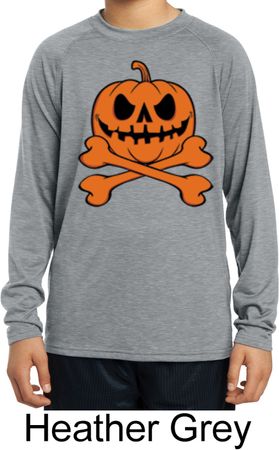 Pumpkin Skeleton Kids Dry Wicking Long Sleeve Shirt