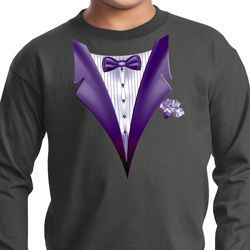 Purple Tuxedo Kids Long Sleeve Shirt