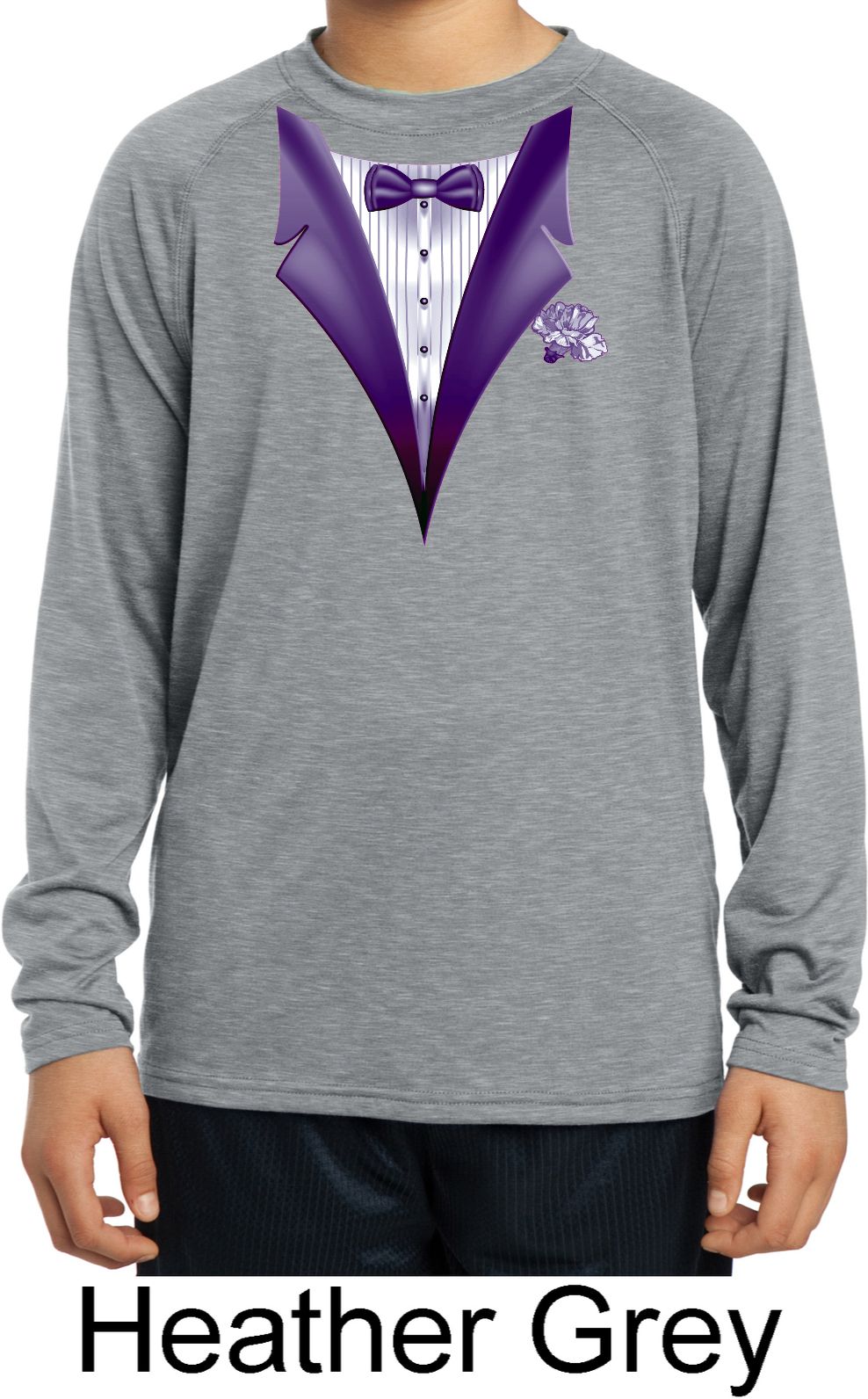 Purple Tuxedo Kids Moisture Wicking Long Sleeve Shirt Purple Tuxedo