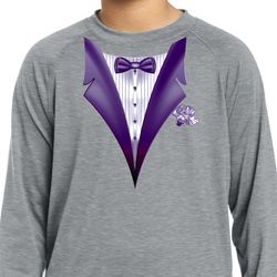 Purple Tuxedo Kids Moisture Wicking Long Sleeve Shirt