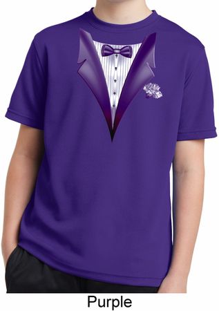 Purple Tuxedo Kids Moisture Wicking Shirt