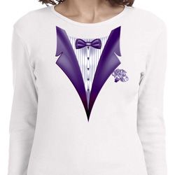 Purple Tuxedo Ladies Long Sleeve Shirt