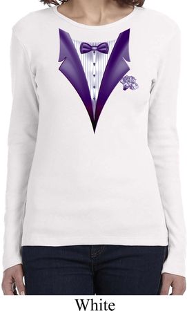 Purple Tuxedo Ladies Long Sleeve Shirt
