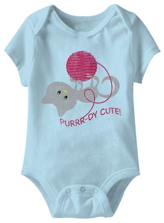 Purrr-dy Cute! Funny Baby Romper Light Blue Infant Babies Creeper