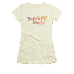Puss N Boots Shirt Juniors Logo Cream T-Shirt