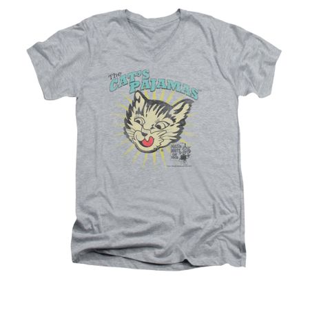 Puss N Boots Shirt Slim Fit V-Neck Cat's Pajamas Athletic Heather T-Shirt